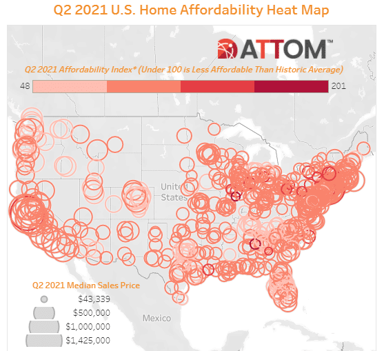 attom affordability Q2 2021 Heat Map